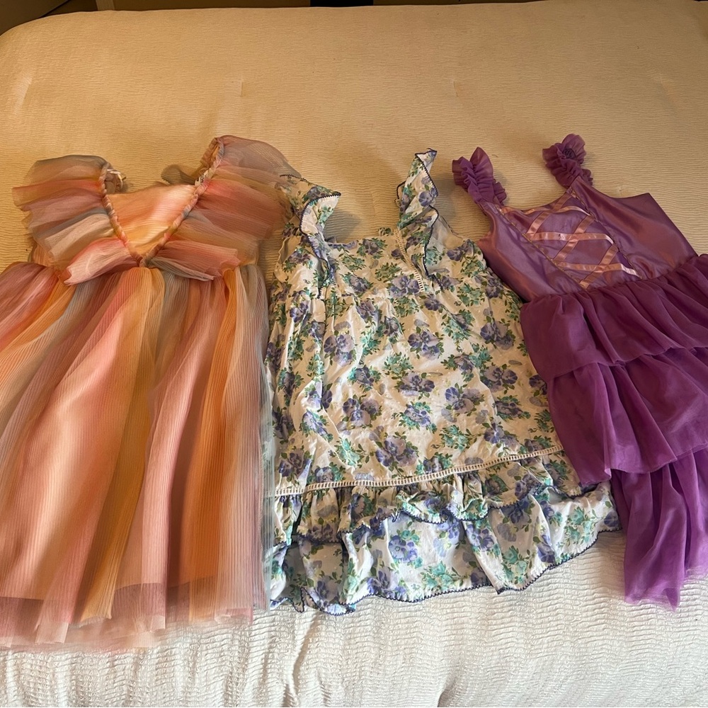 Girls Floral Sundress + Rainbow Tulle Party Dresses